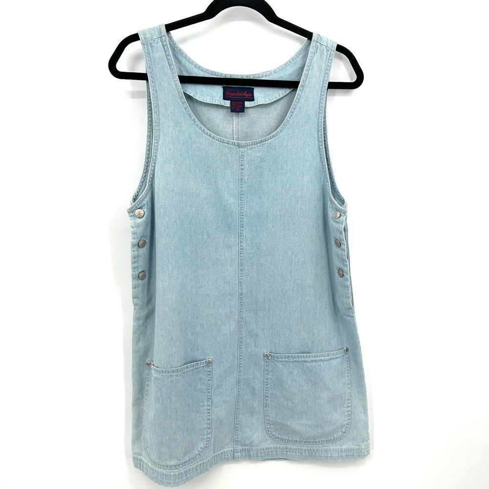 GIORGIO SANT'ANGELO Vintage 90s Blue Chambray Tank Dress Mini Size Medium